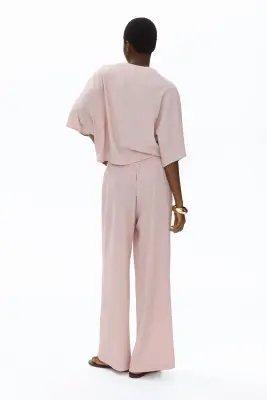 Pantalon large avec taille élastique - Rose ancien clair — photo 3