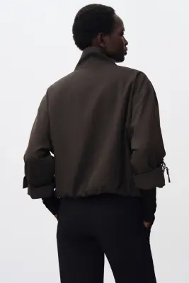 Veste oversize avec base à effet boule - Marron foncé — photo 3