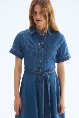 Robe chemise en denim - Bleu denim — photo 3