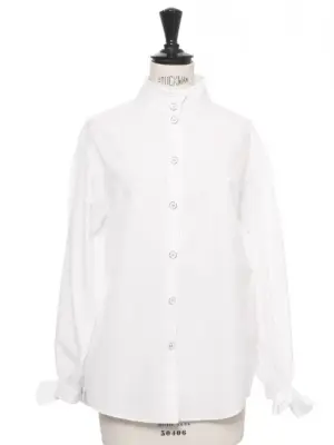 Chemise en coton blanc col à volant noeud aux poignets FW 2023 Prix boutique 1600€ Taille 34 — photo 1