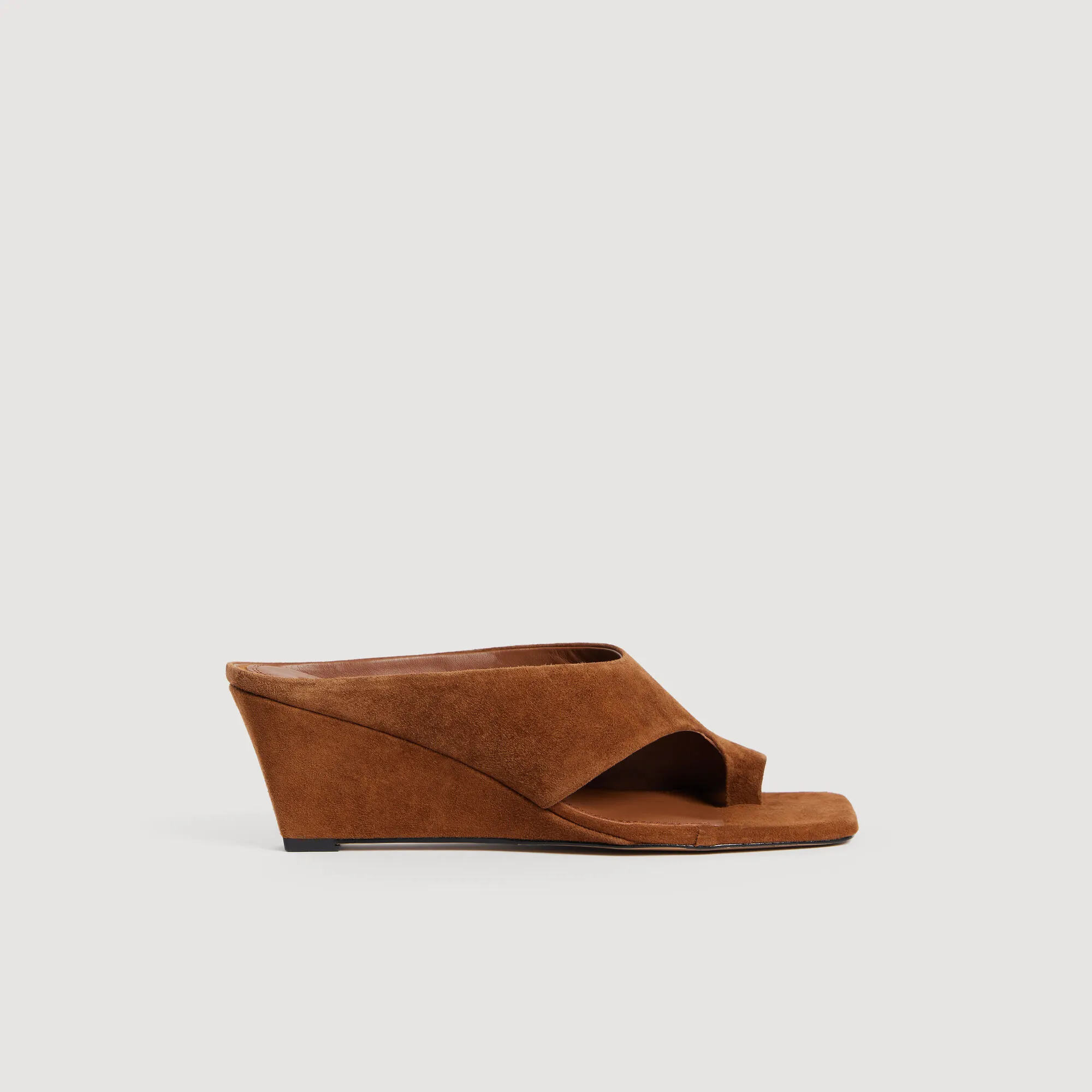 Sandales compensées en cuir suède