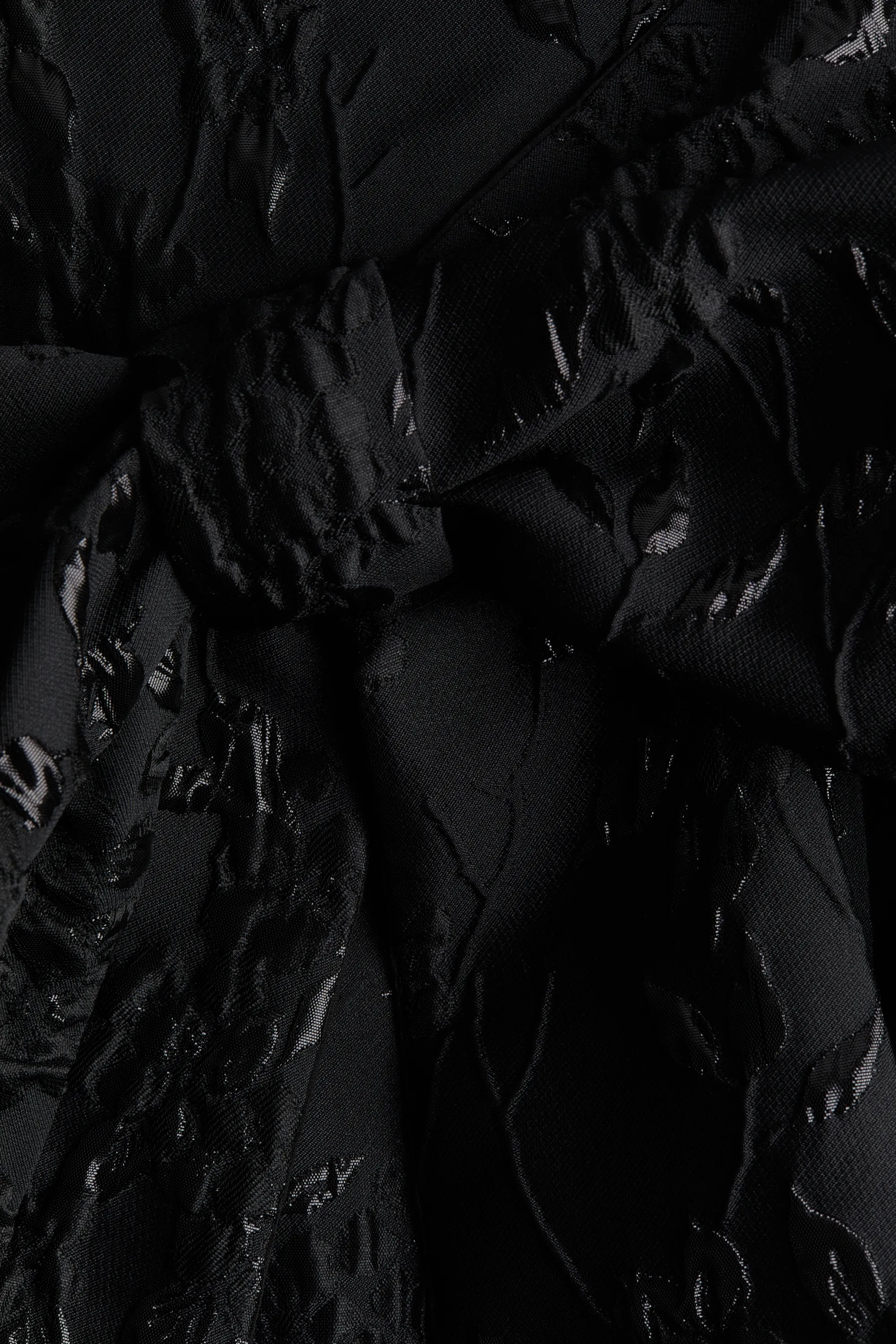 Robe en tissu jacquard avec nœud devant - Noir