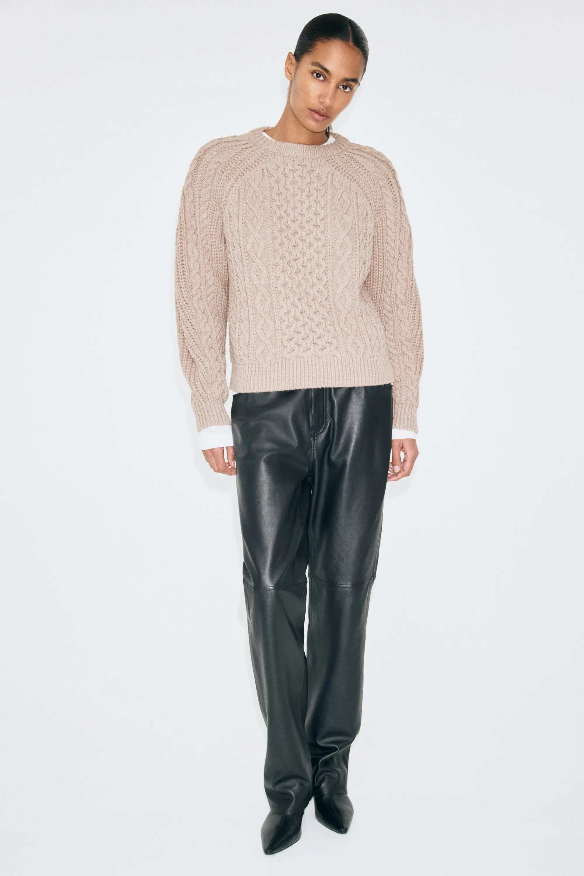 Pull en maille torsadée - Taupe