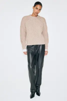 Pull en maille torsadée - Taupe — photo 1