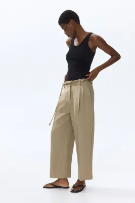 Pantalon 7/8 en twill - Beige — photo 2