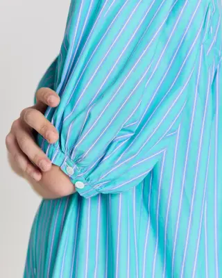 Robe Nicoletta rayures turquoise — photo 4