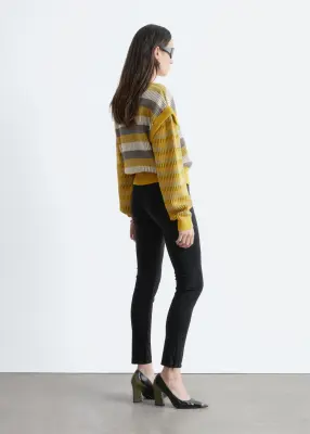 Pull en maille à empiècements rayés - Rayures jaunes et grises — photo 5