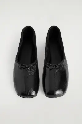 BALLERINES PLATES CUIR - NOIR — photo 1