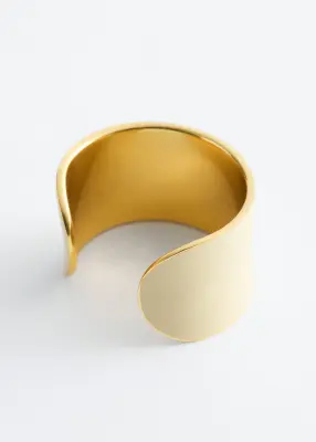 Bracelet manchette bicolore - Crème/Doré — photo 3