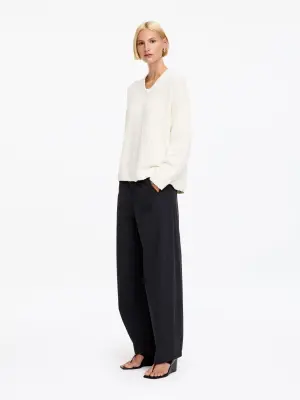 Pull en maille bouclée en coton mélangé - Blanc cassé — photo 1