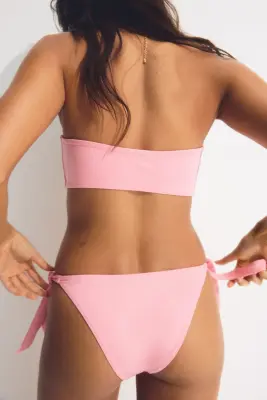 Bas de maillot Tanga à nouer - Rose corail — photo 2