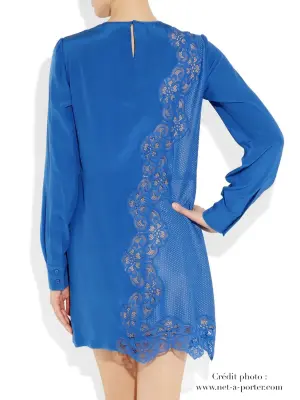 Robe JOAN en soie crêpe de chine et dentelle bleu électrique Prix boutique $2300 Taille 40 — photo 5