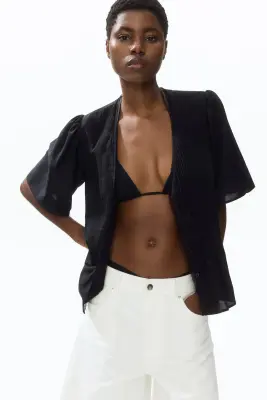 Blouse à plis nervure - Noir — photo 2