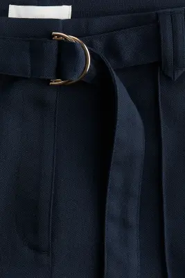 Pantalon évasé avec ceinture - Bleu marine — photo 4