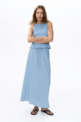 Top froissé et smocké - Bleu/rayé — photo 1