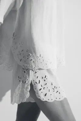 Short avec broderie anglaise - Crème — photo 2
