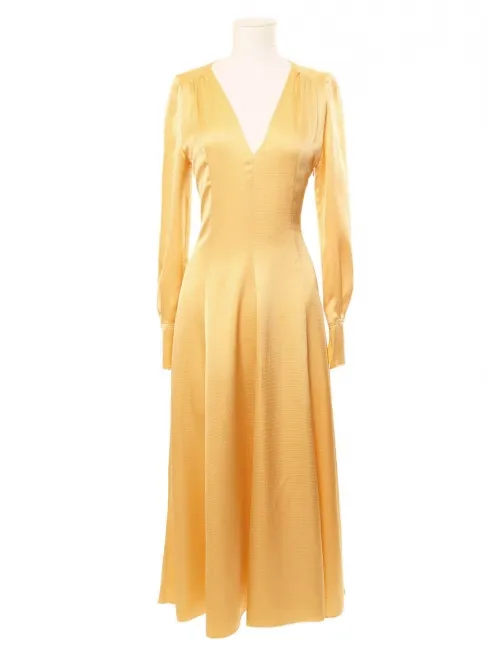 Robe longue en satin jaune miel Prix boutique 725€ Taille XS