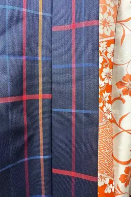 Haori en soie Madras Marine — photo 3