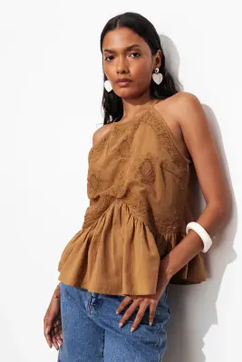 Top perlé à bretelles Femme — photo 2
