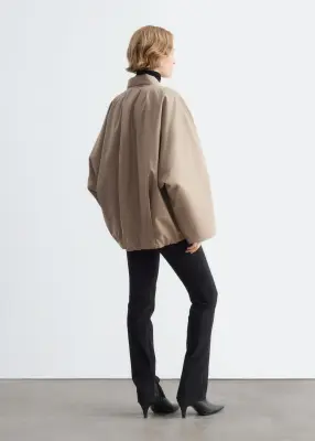 Veste style bomber oversize en laine - Beige — photo 4