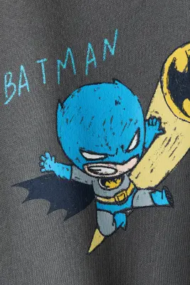 Sweat imprimé à l'intérieur brossé - Gris foncé/Batman — photo 2