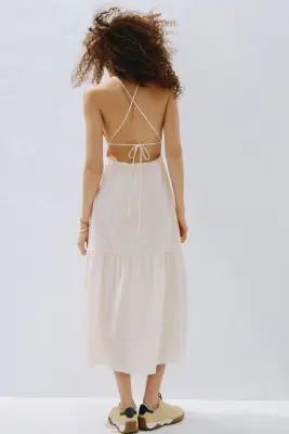 Robe à étages à nouer dans le dos - Crème — photo 2