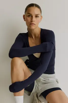 Top de sport croisé en modal - Bleu marine — photo 2