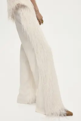 Pantalon à franges - Crème — photo 3