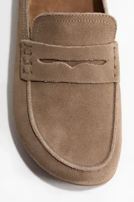 Mules mocassins en cuir - Taupe — photo 2