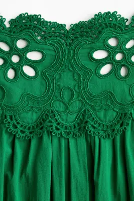 Jupe en coton avec dentelle - Vert — photo 3