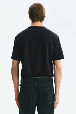 T-shirt Regular Fit en coton pima - Noir — photo 3