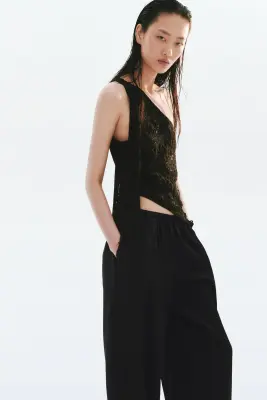 Pantalon ballon à cordon - Noir — photo 2