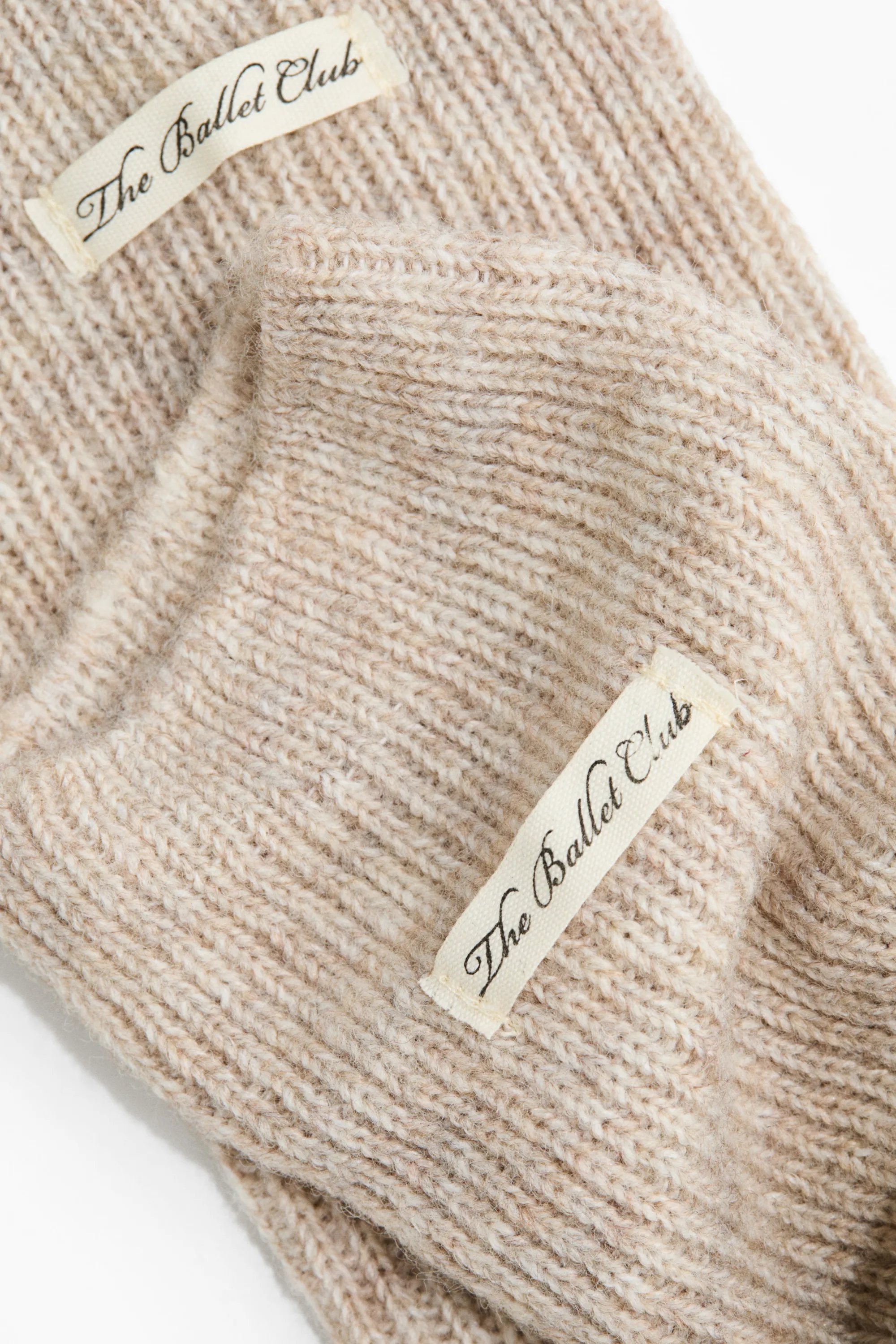 Jambières en maille côtelée - Beige chiné