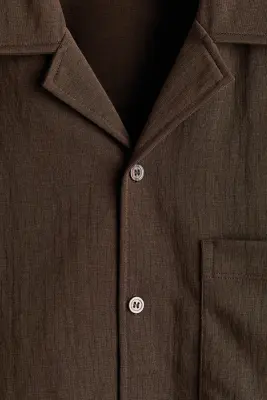 Chemise Relaxed Fit avec col cubain - Vert kaki foncé — photo 5