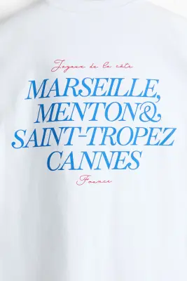 T-shirt oversize avec motifs imprimés - Blanc/Marseille — photo 5