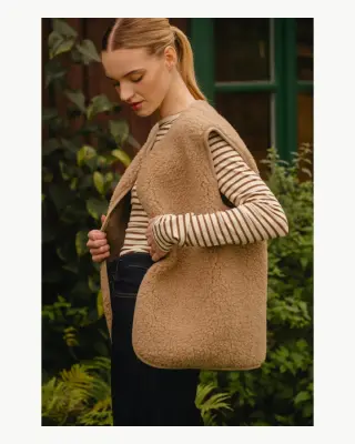 Gilet sans manches Ypo camel en mérinos – Yoko — photo 3