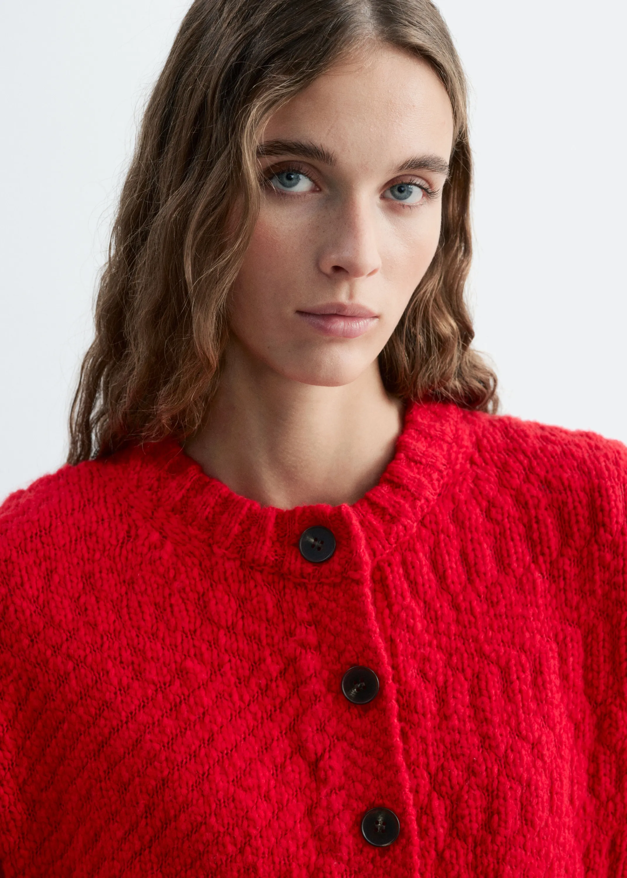 Cardigan en laine et coton - Rouge