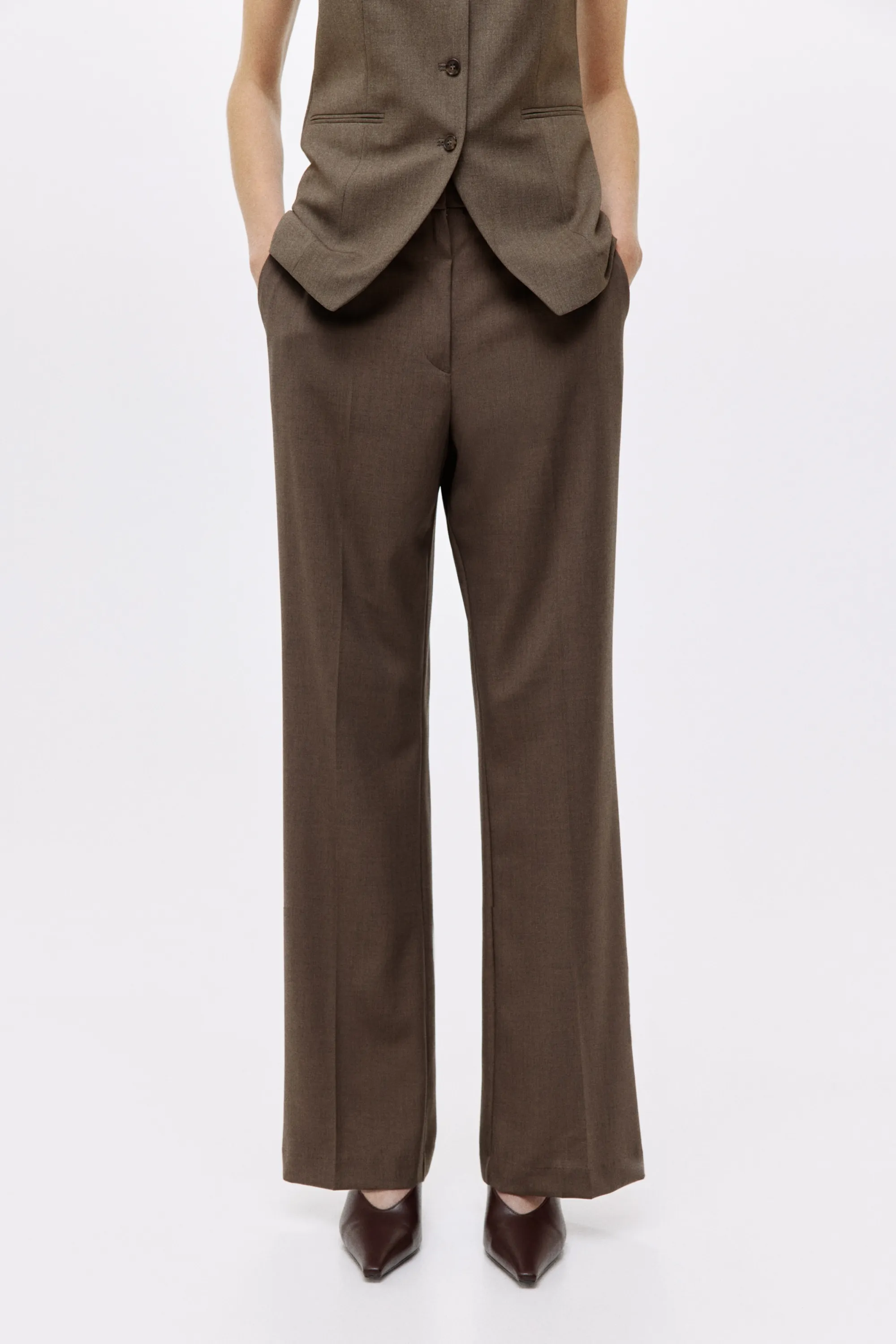 Pantalon droit avec plis - Brown