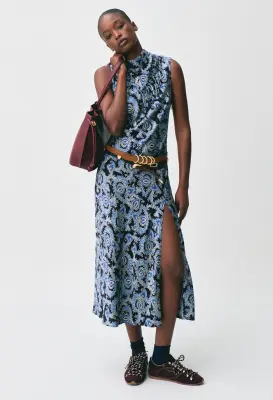 Robe fluide satinée imprimée 