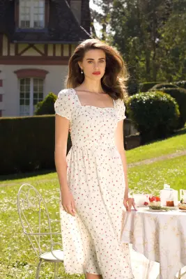 Estelle Cap Sleeve Midi Dress - Rose print — photo 2