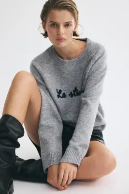 Pull avec application - Gris clair chiné/Le Studio — photo 4