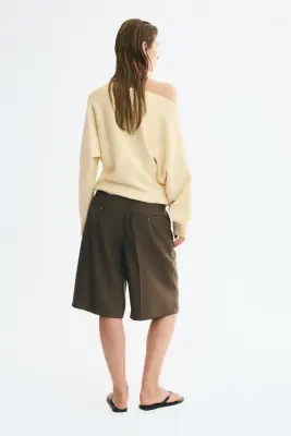 Pull à encolure bateau en viscose mélangée - Jaune clair — photo 3