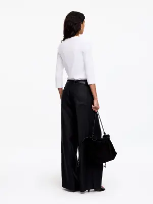 T-shirt slim côtelé à manches raccourcies - Blanc — photo 2