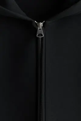 Veste à capuche zippée Loose Fit en scuba - Noir — photo 5