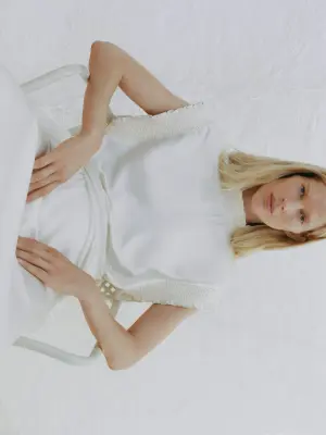 Robe midi smockée - Blanc — photo 5