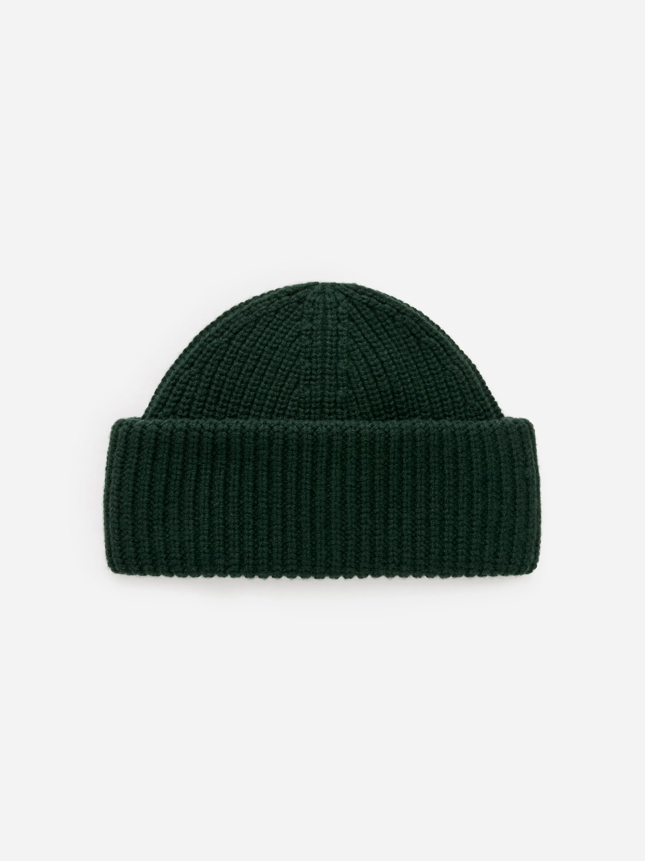 Bonnet en laine à double revers - Vert foncé