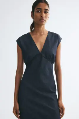 Robe midi en denim - Bleu denim foncé — photo 2