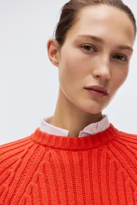Pull en maille côtelée - Rouge vif — photo 2
