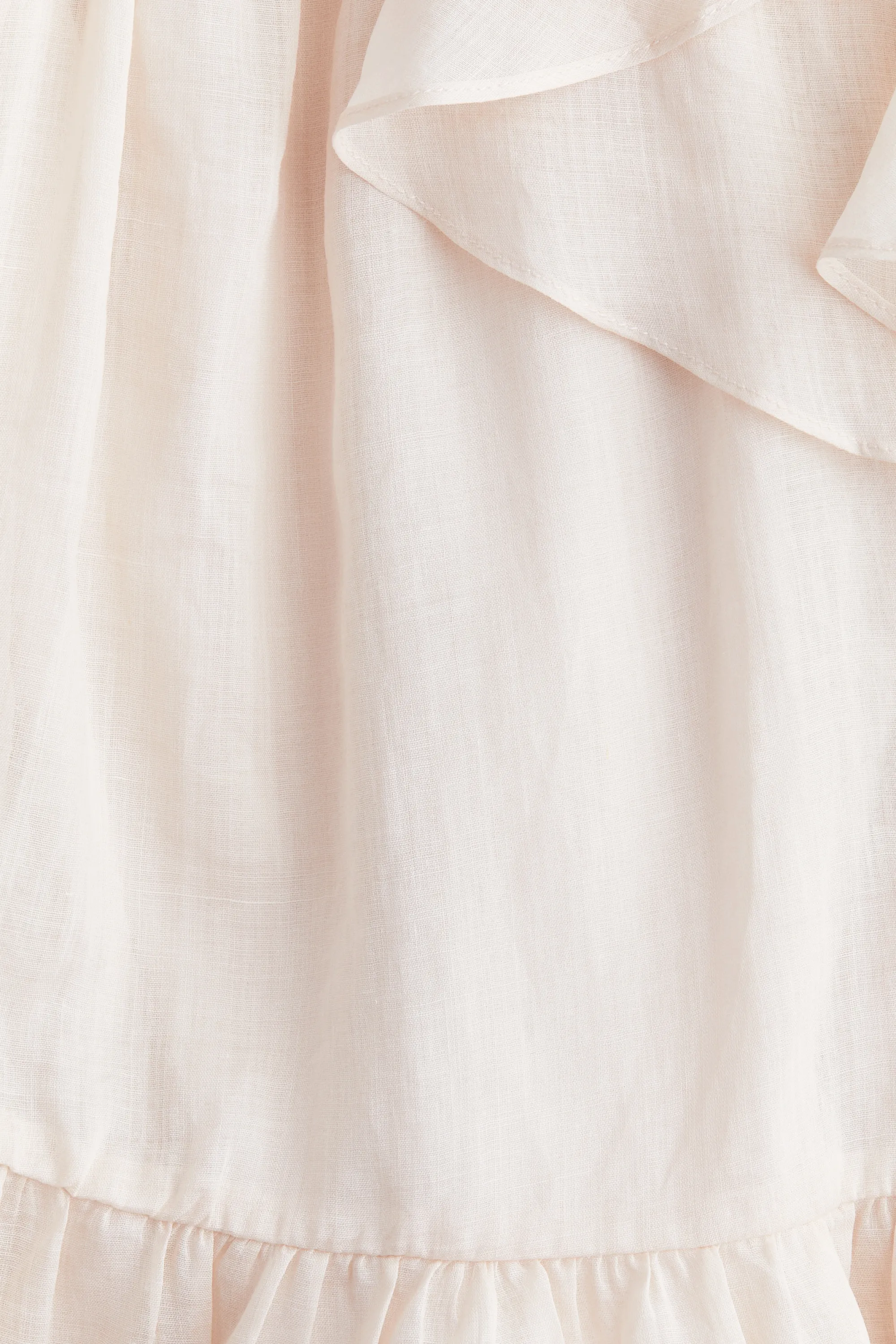 Robe volantée en ramie - Rose poudré