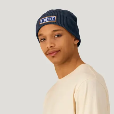 BONNET COTON BIO – BRODERIE MÉTRO PARISIEN - LIBERTÉ - NAVY — photo 2